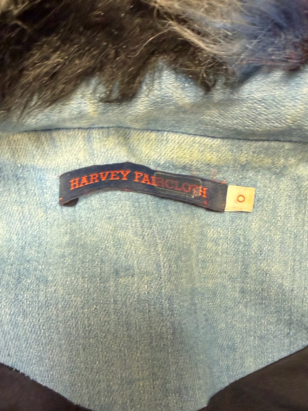 Harvey Faircloth designer denim bomber Jean jacket faux fur collar size XS - Picture 15 of 16